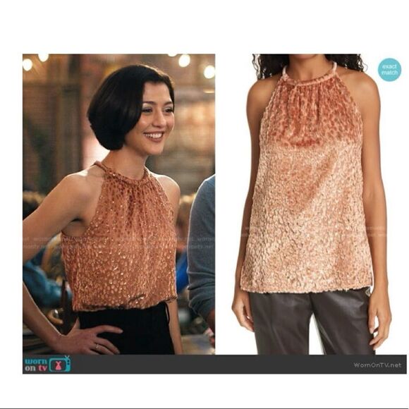 A.L.C Kinsa II Lurex Jacquard Textured Halter Sleeveless Cami Top Size 10 NEW - Picture 1 of 9